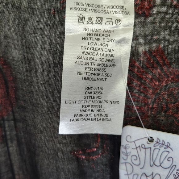 Free People Black and Rose Gold Mesh Light of the Moon Printed Kimono One Size - Picture 7 of 12